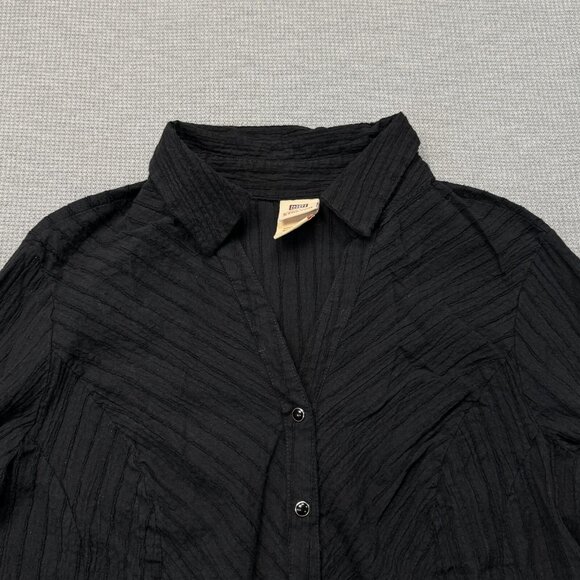 Faded Glory Womens Black Pearl Snap Blouse 3/4 Sleeve Stretch Plus Size 16W - Picture 5 of 13